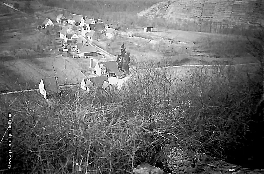 Ansicht eines Dorfes bei Markgröningen 1940.