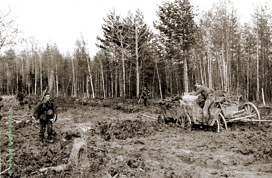 Marsch zum Wolchow, feststeckender Nachschub, April 42