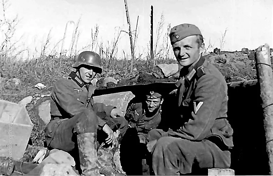 Soldiers in front of the 2nd Battalion&lsquo;s underground ammunition depot, September 1942.