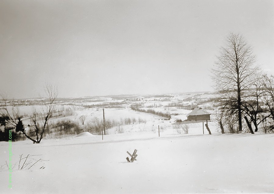 Winterlandschaft im Baltikum, beim Regiments-Gefechtsstand Febr. 1944